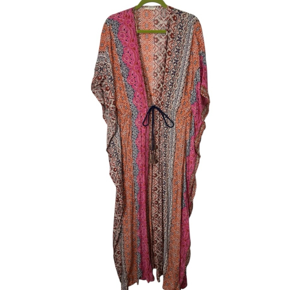 lovestitch Pink Orange Multi-Print Boho Swim Coverup